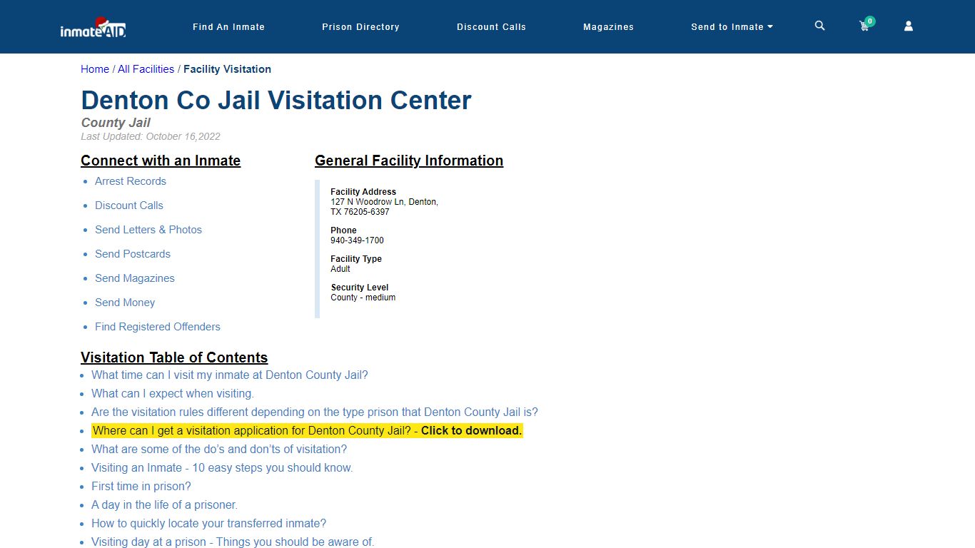 Denton County Jail | Visitation, dress code & visiting hours - InmateAid